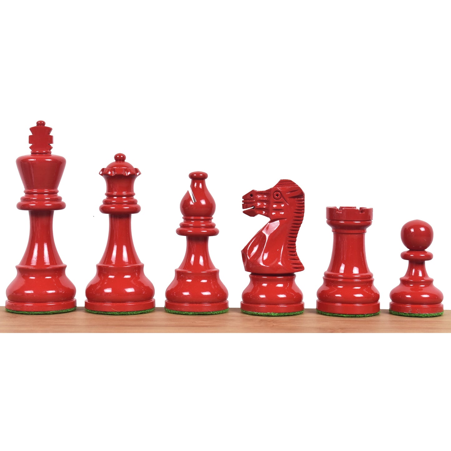 3.8" Red & Ivory White Painted Staunton Chess Set- Chess Pieces Only - Weighted Boxwood