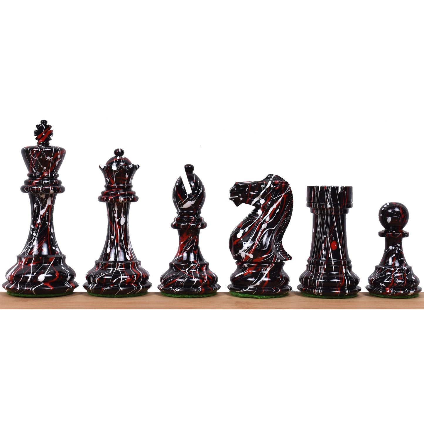 Combo of 4.1" Texture Painted Staunton Chess Set - Pieces in Painted Boxwood With Board and Box