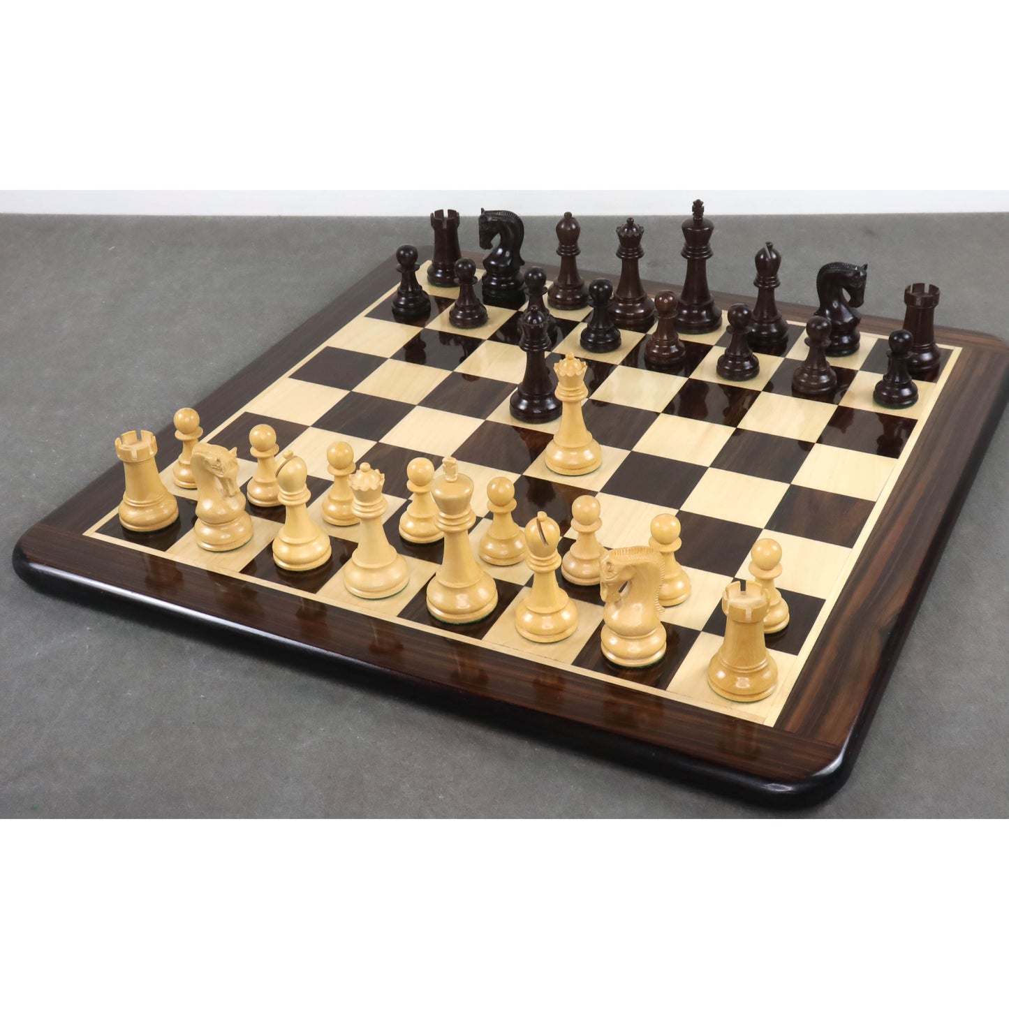 Leningrad Staunton Chess Set- Chess Pieces Only - Rosewood & Boxwood - 4" King