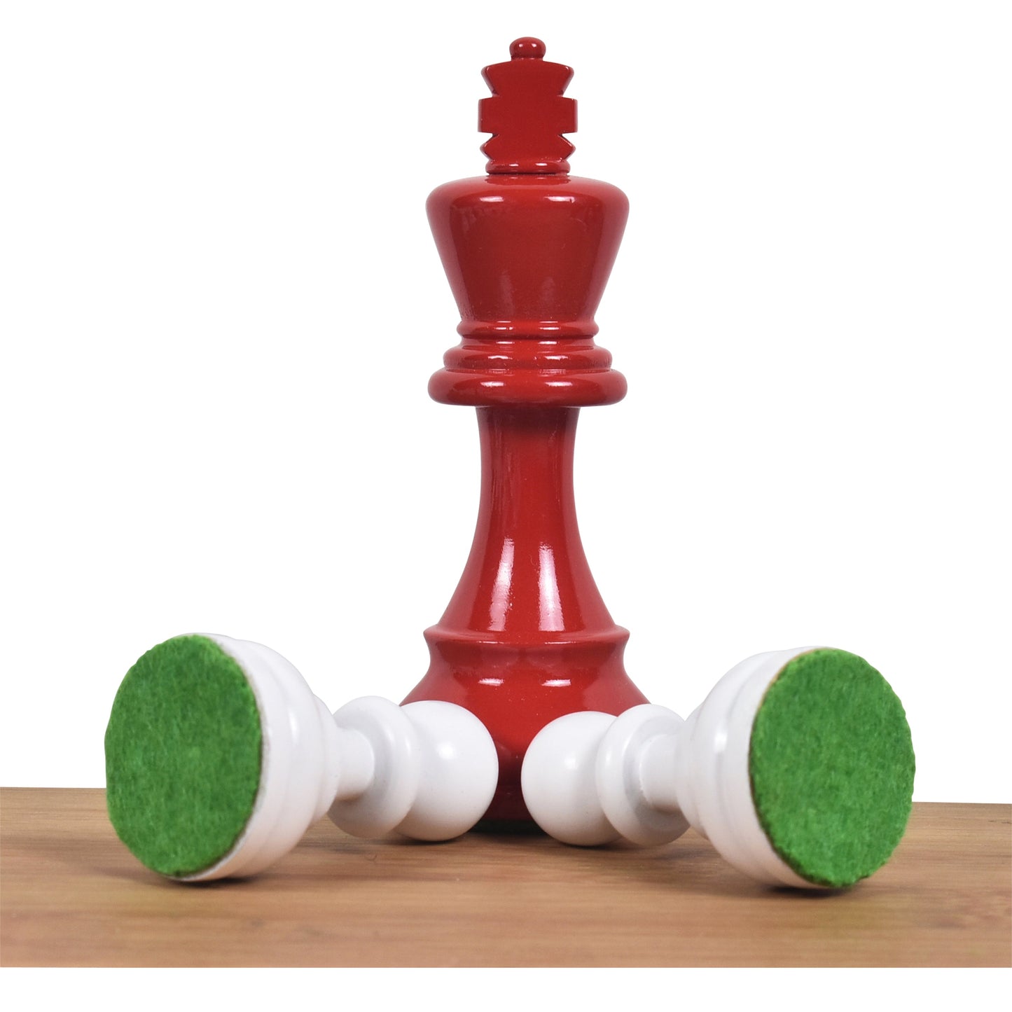 3.8" Red & Ivory White Painted Staunton Chess Set- Chess Pieces Only - Weighted Boxwood