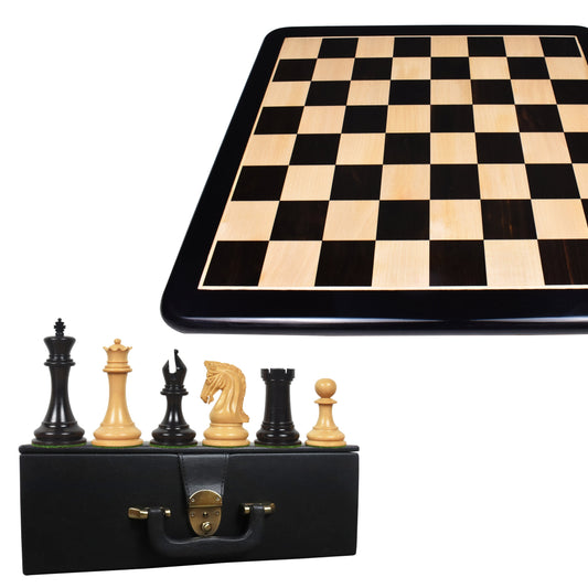 Combo of Repro 2016 Sinquefield Staunton Chess Set - Pieces in Ebony Wood with Board and Box