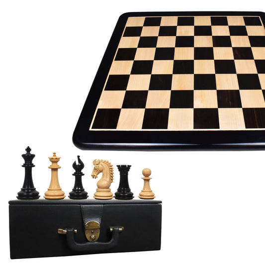 Combo of 3.7" Emperor Series Staunton Chess Set - Pieces in Ebony Wood with Board and Box