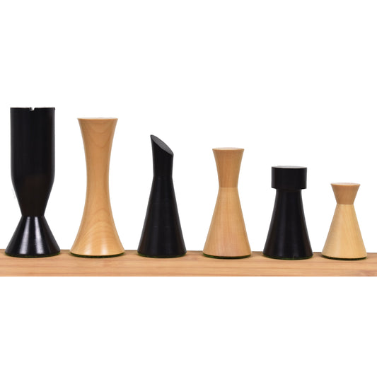 3.4" Minimalist Tower Series Chess Set- Chess Pieces Only- Weighted Ebonised Boxwood