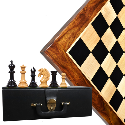 4.6" Mogul Staunton Luxury Chess Set Combo - Pieces in Ebony Wood with Board and Box