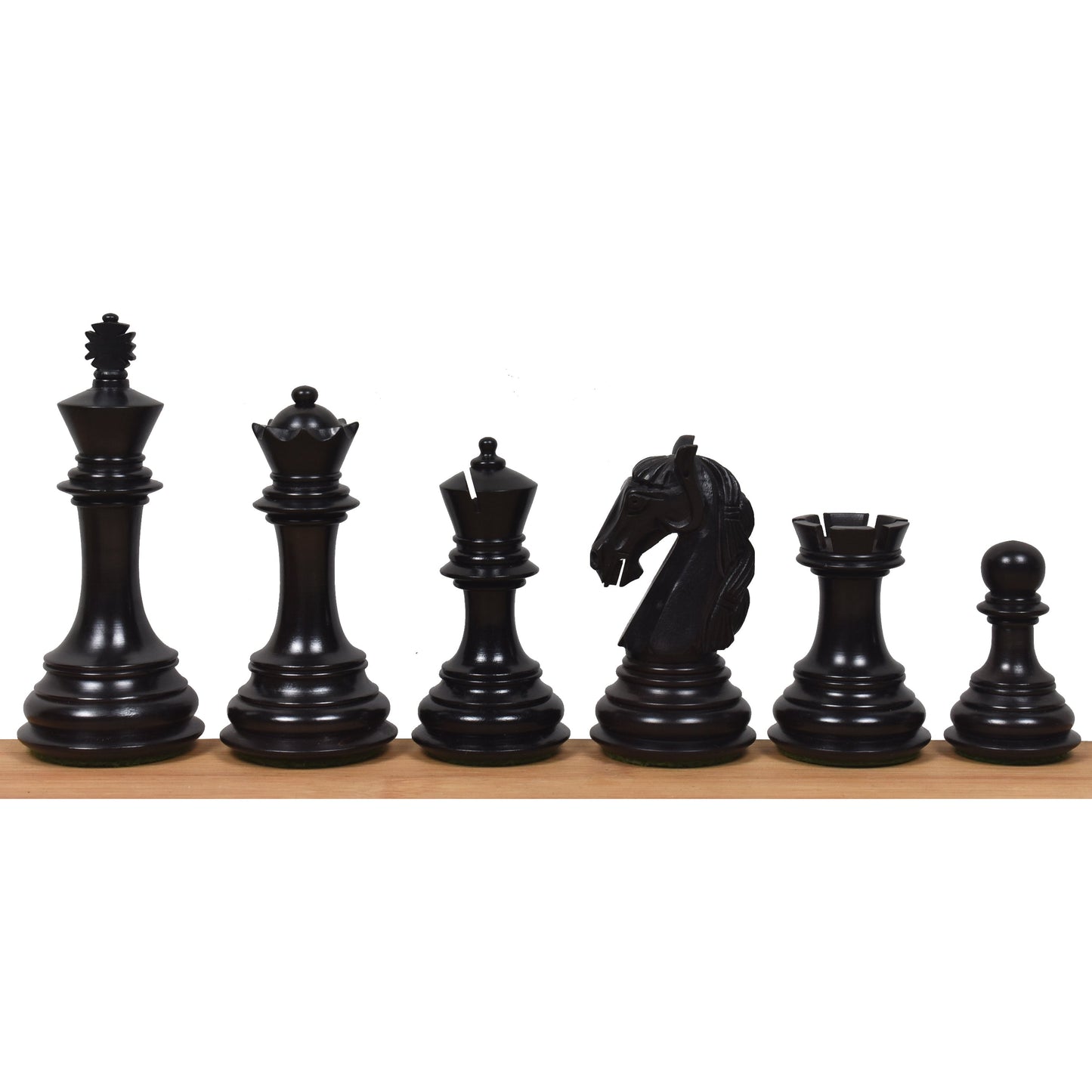 3.9" Old Columbian Staunton Weighted Chess Set- Chess Pieces Only-Crimson & Ebonised Boxwood