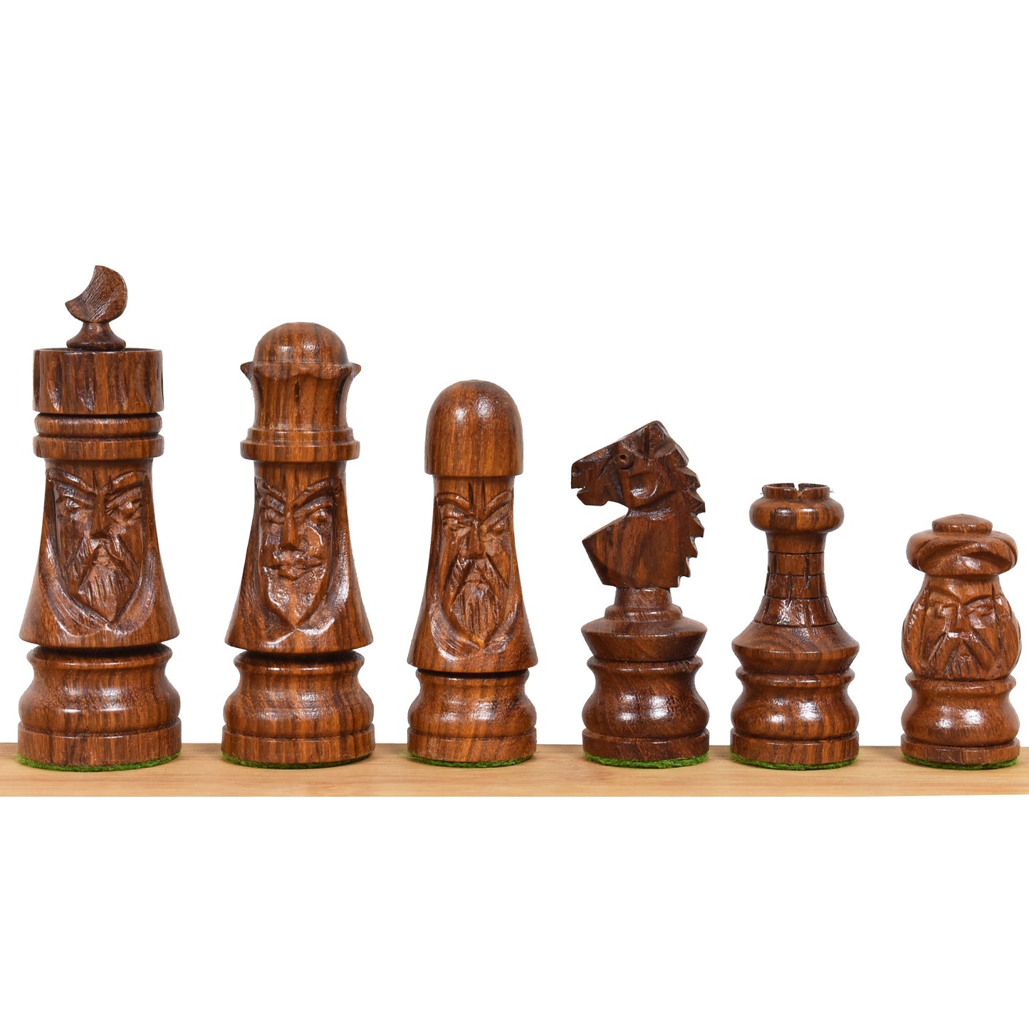 3.5" Crescent Mannequin Hand Carved Chess Set- Chess Pieces Only - Golden Rosewood