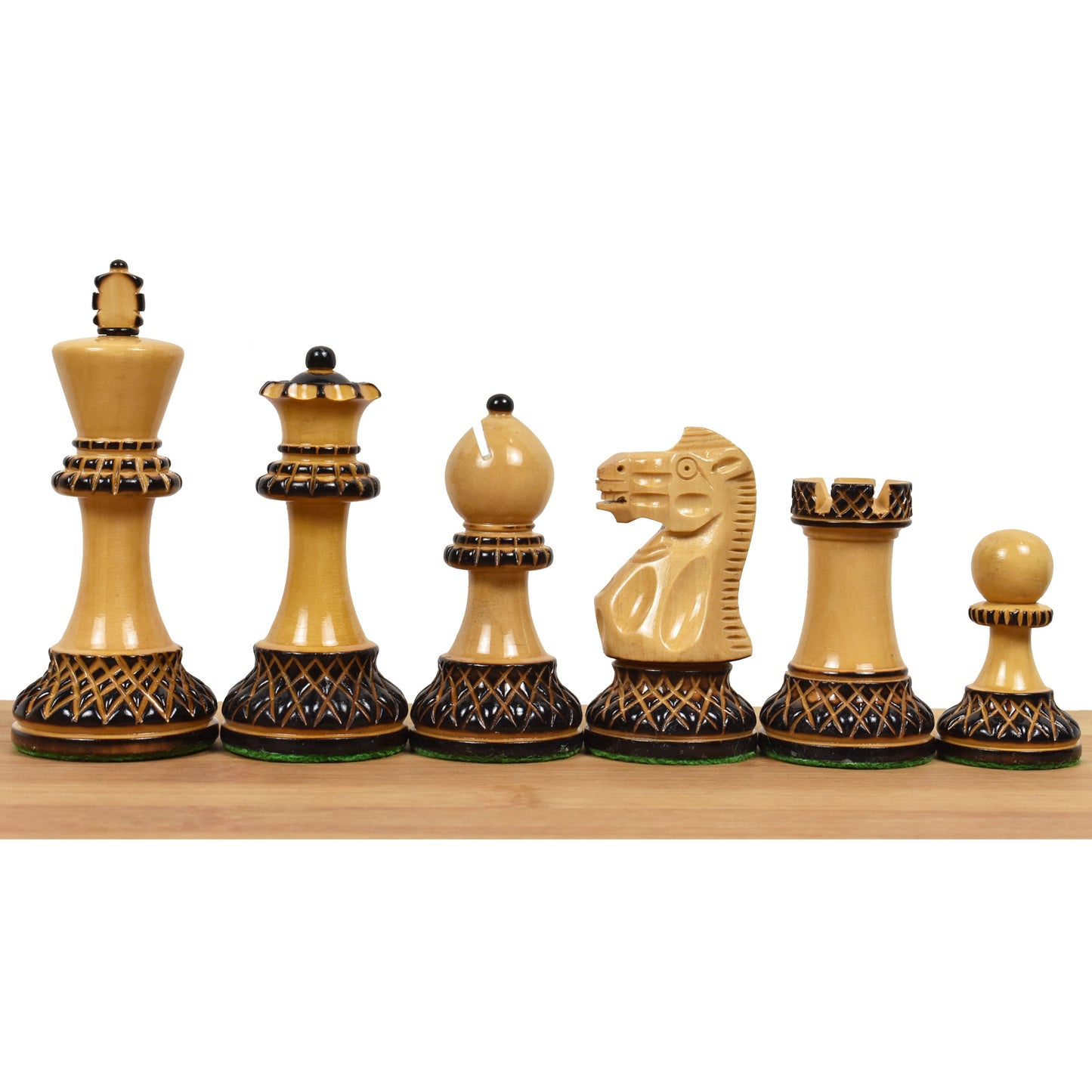 3.9" Parker Staunton Carved Chess Set- Chess Pieces Only- Lacquer (gloss)finish Boxwood