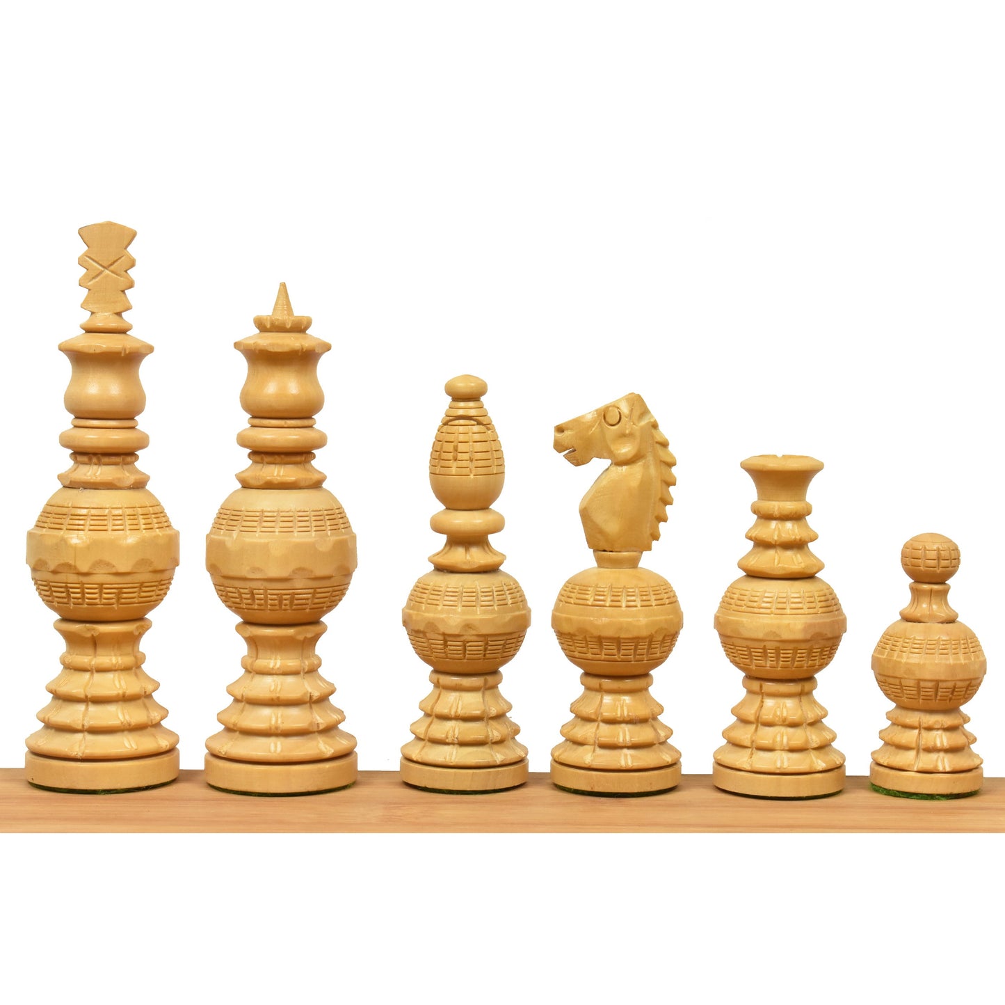 5" Gigantic Globe Series Hand Carved Chess Set- Chess Pieces Only - Ebonised Boxwood