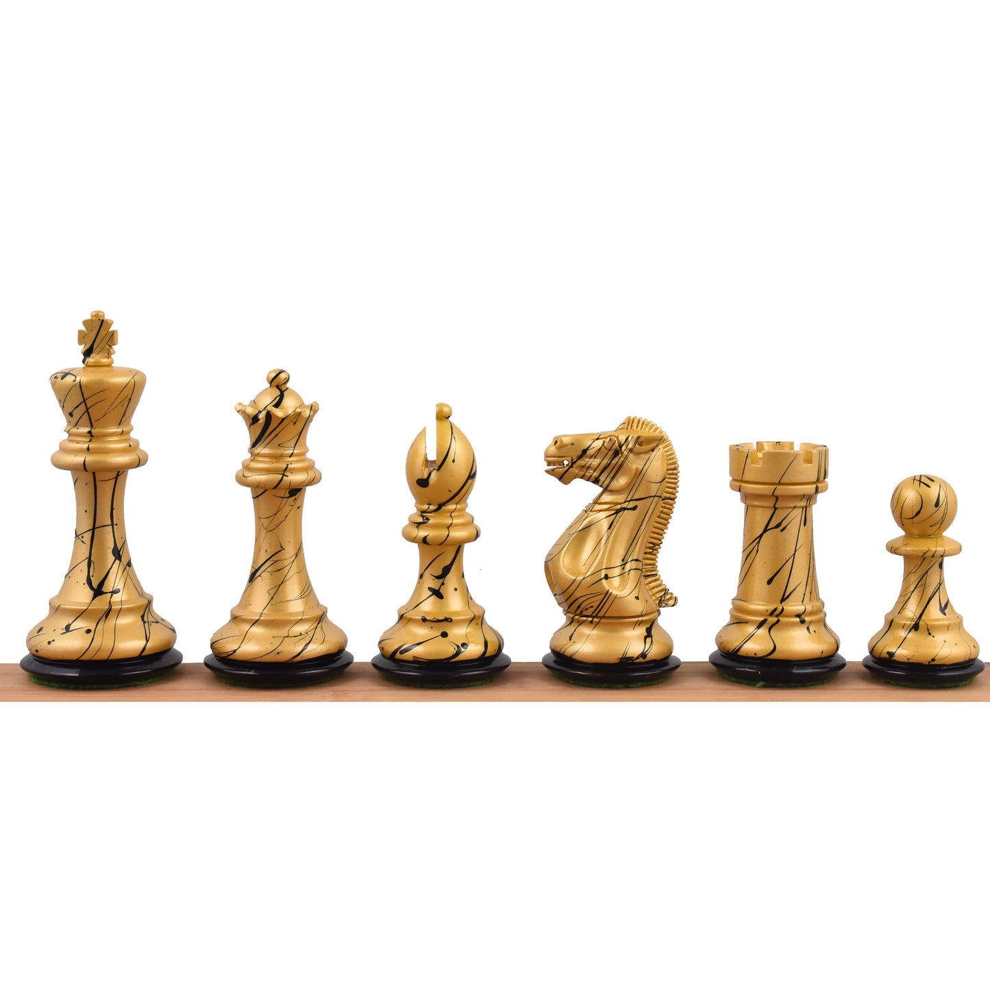 Combo of Vanguard Series Staunton Chess Set - Pieces in Black & Golden Painted Boxwood With Board and Box