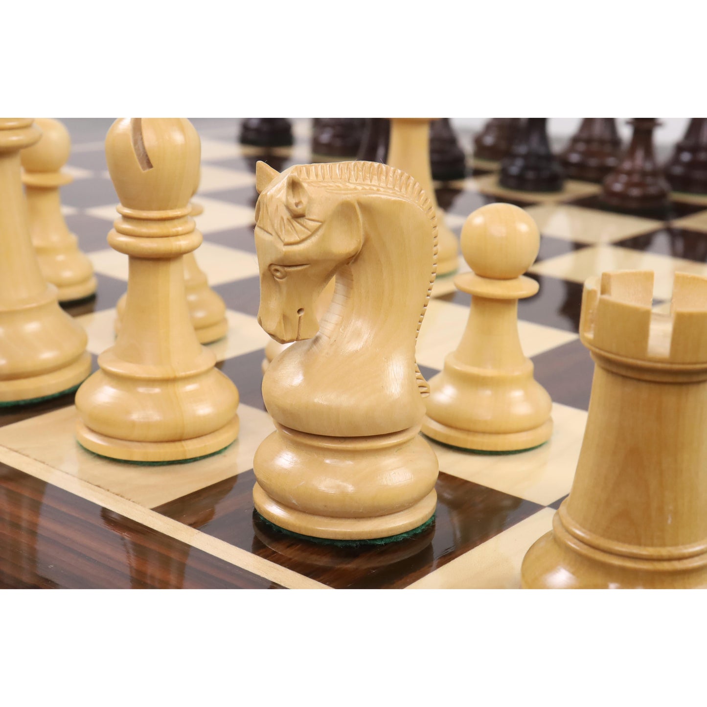 Leningrad Staunton Chess Set- Chess Pieces Only - Rosewood & Boxwood - 4" King