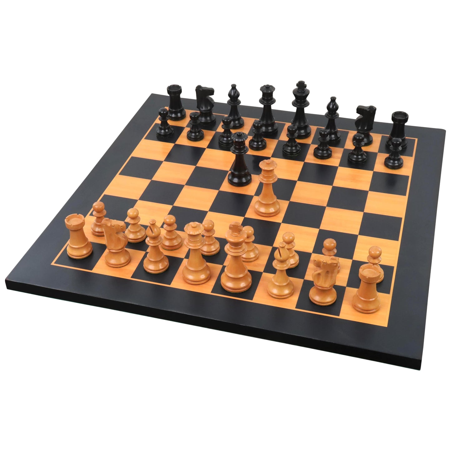 Improved French Lardy Chess Set- Chess Pieces Only - Antiqued boxwood - 3.9" King