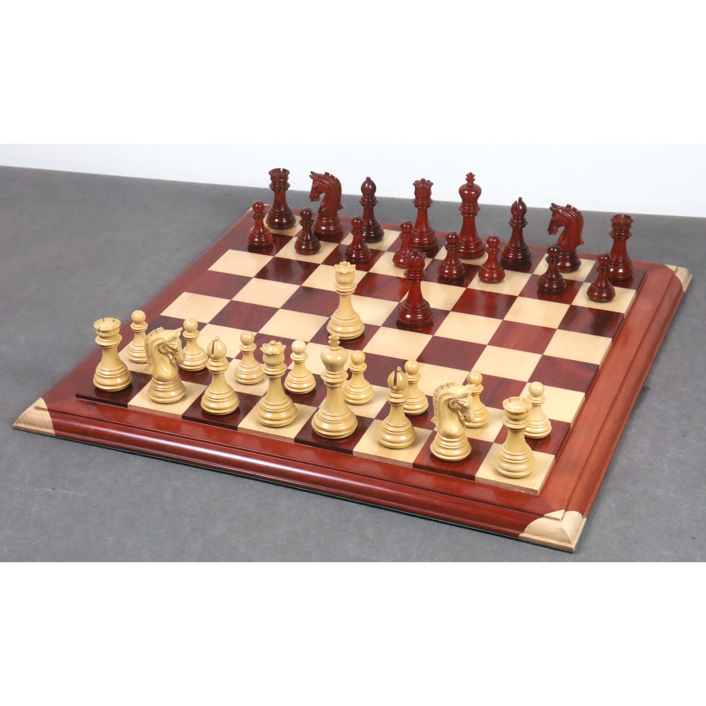 3.8" Imperial Staunton Chess Set- Chess Pieces Only - Weighted Bud Rose Wood