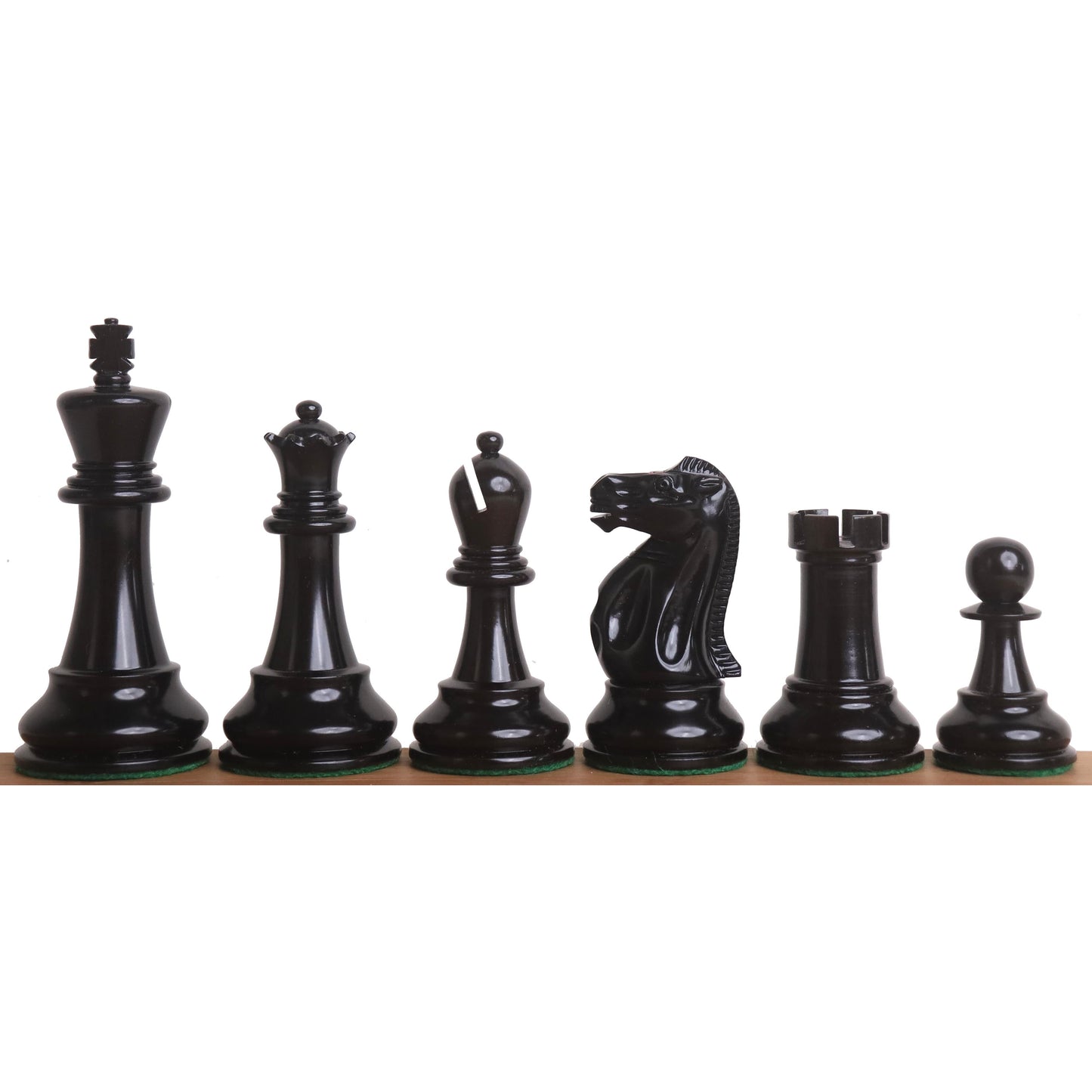 3.9" Lessing Staunton Chess Set - Pieces only - Natural Ebony Wood & Antiqued Lacquered Boxwood