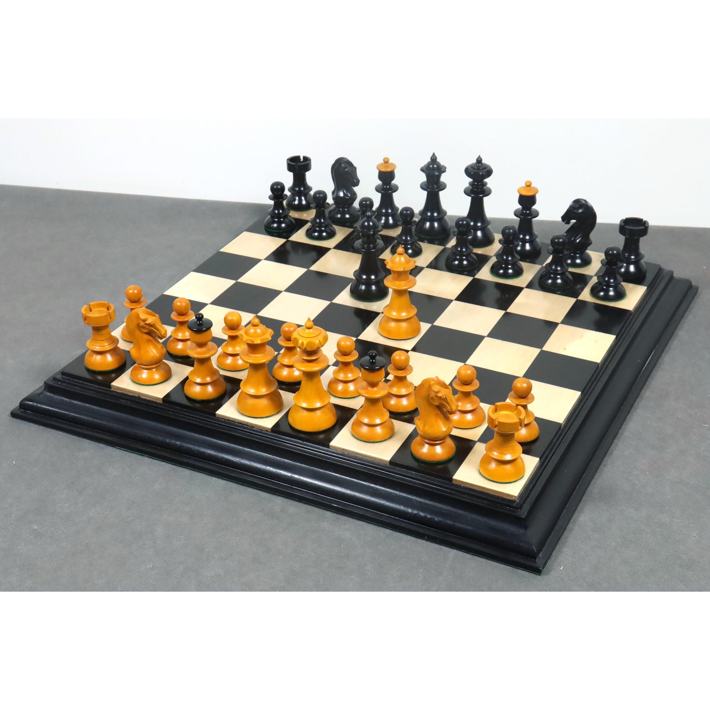 Austrian Coffee House Chess Set- Chess Pieces Only - Antiqued Boxwood & Ebony - 4.1" King