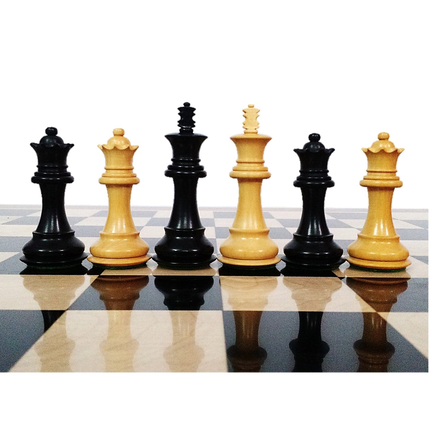 Fierce Knight Staunton Chess Set- Chess Pieces Only - Weighted Boxwood - 3.5" Extra Queens