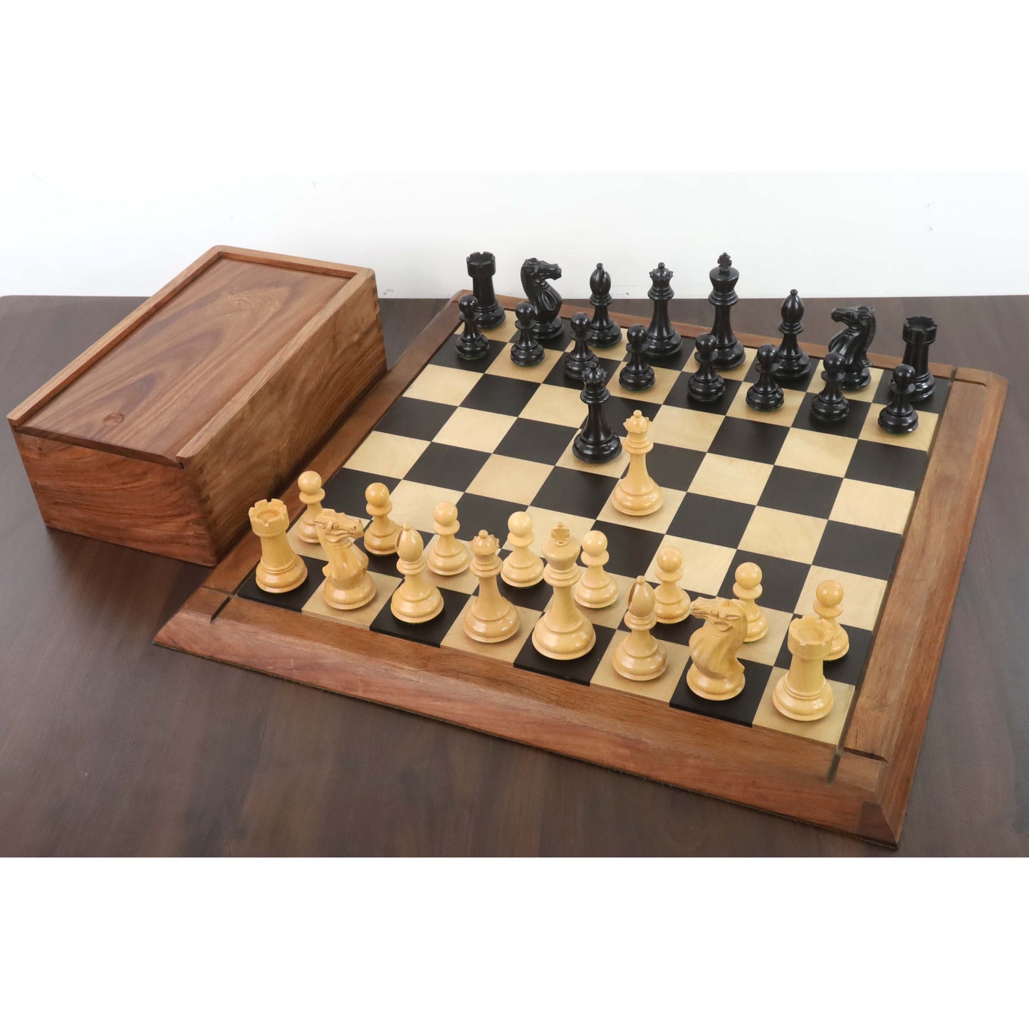 4.1" Pro Staunton Weighted Wooden Chess Set- Chess Pieces Only - Ebonised wood - 4 queens