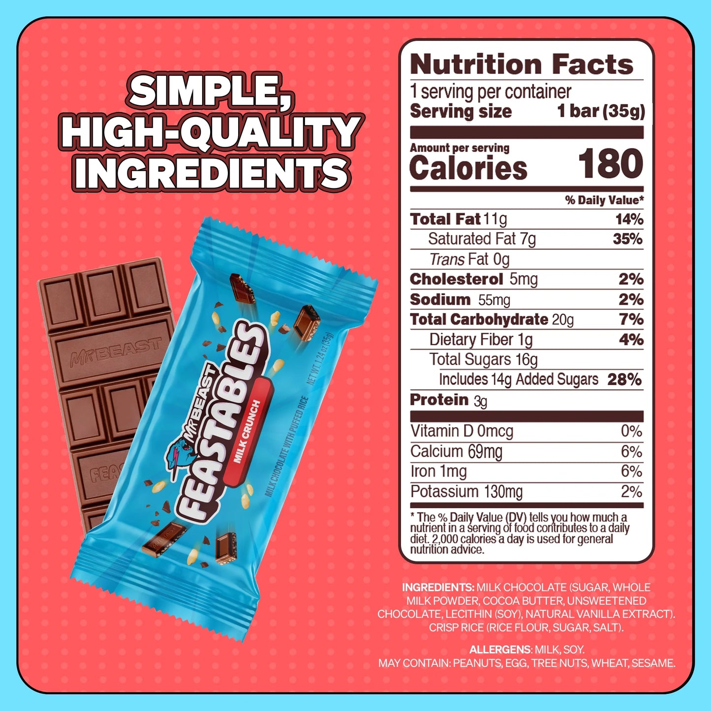 MrBeast – Feastables Milk Chocolate Crunch Bar (35g)