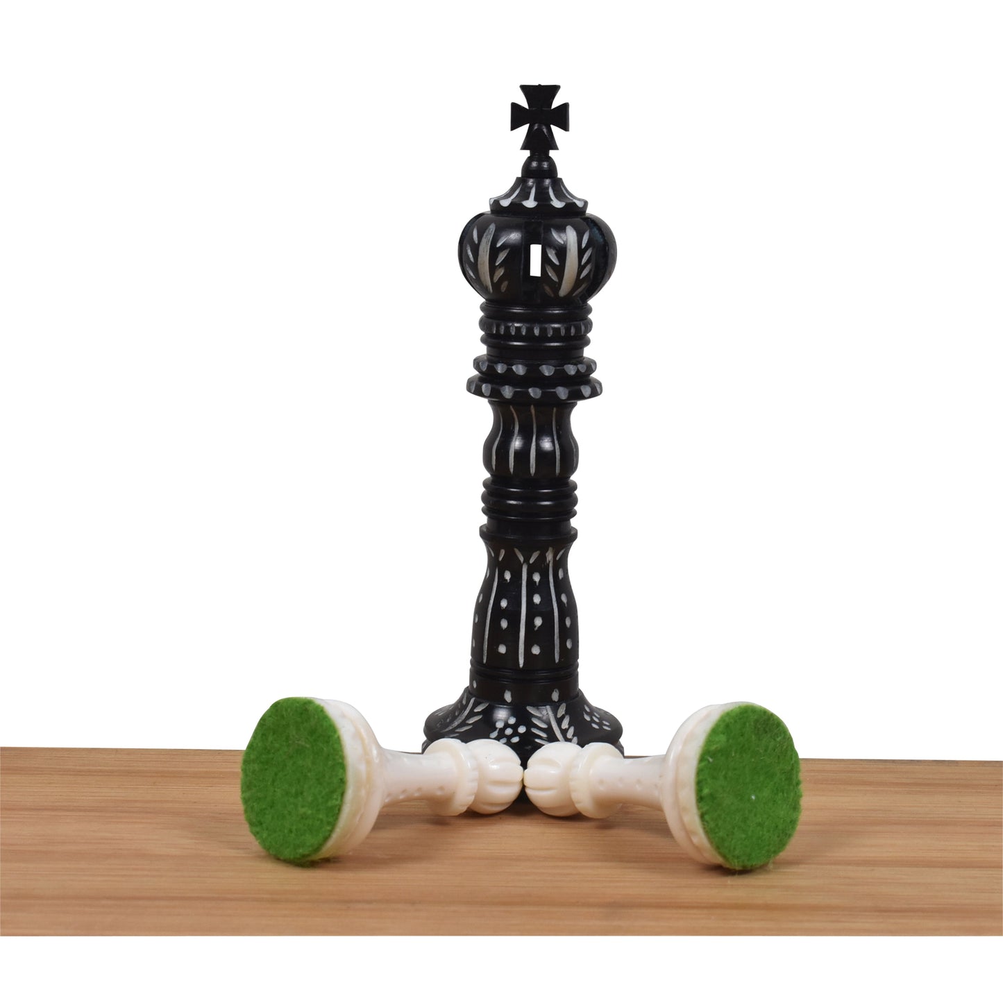 4.3" British Series Hand Carved Camel Bone Chess Set- Chess Pieces Only - Black & White