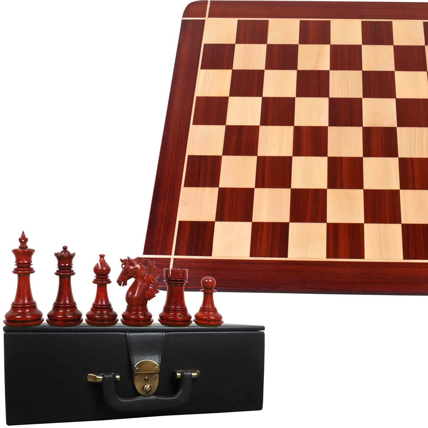 Combo of 4.6" Spartacus Luxury Staunton Chess Set - Pieces in Bud Rosewood with Board and Storage Box
