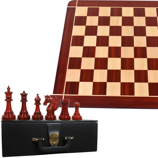 Combo of 4.6" Spartacus Luxury Staunton Chess Set - Pieces in Bud Rosewood with Board and Storage Box