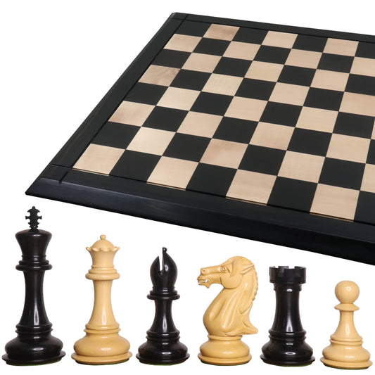 Combo of 6.1" Mammoth Luxury Staunton Chess Set - Pieces in Ebony Wood with 25" Chess board