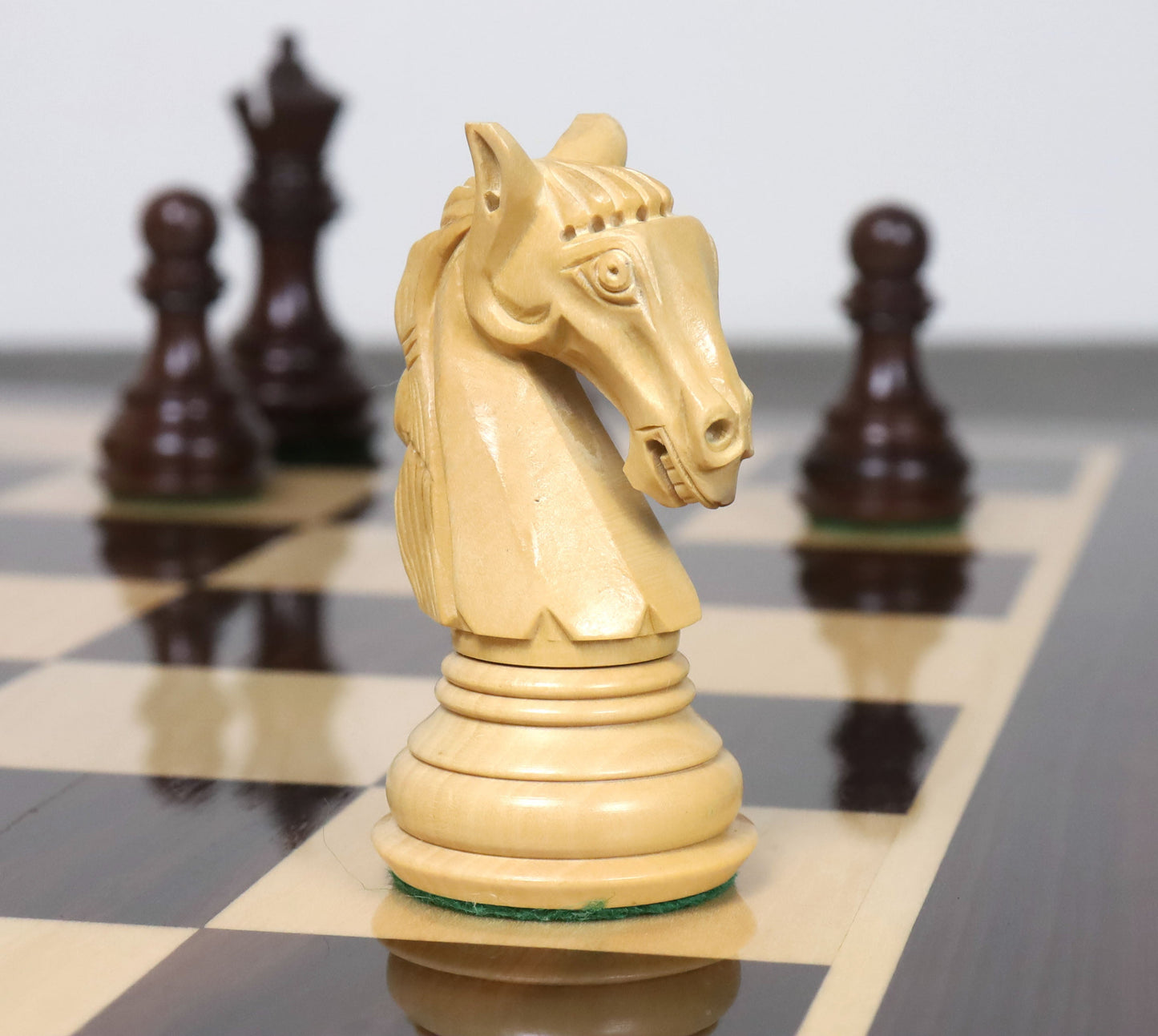 3.9" Unique Old Columbian Weighted Chess Set- Chess Pieces Only - Rosewood & Boxwood
