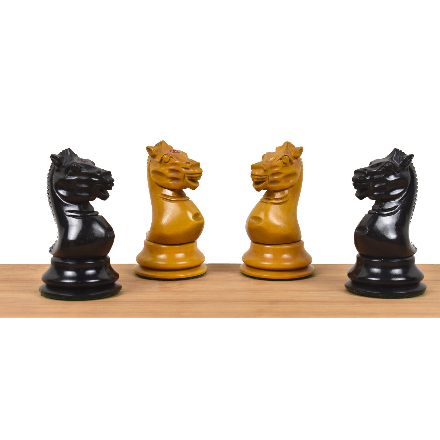 3.5" 1852-55 Harrwitz Staunton Chess Set- Chess Pieces Only- Antiqued Boxwood & Ebony