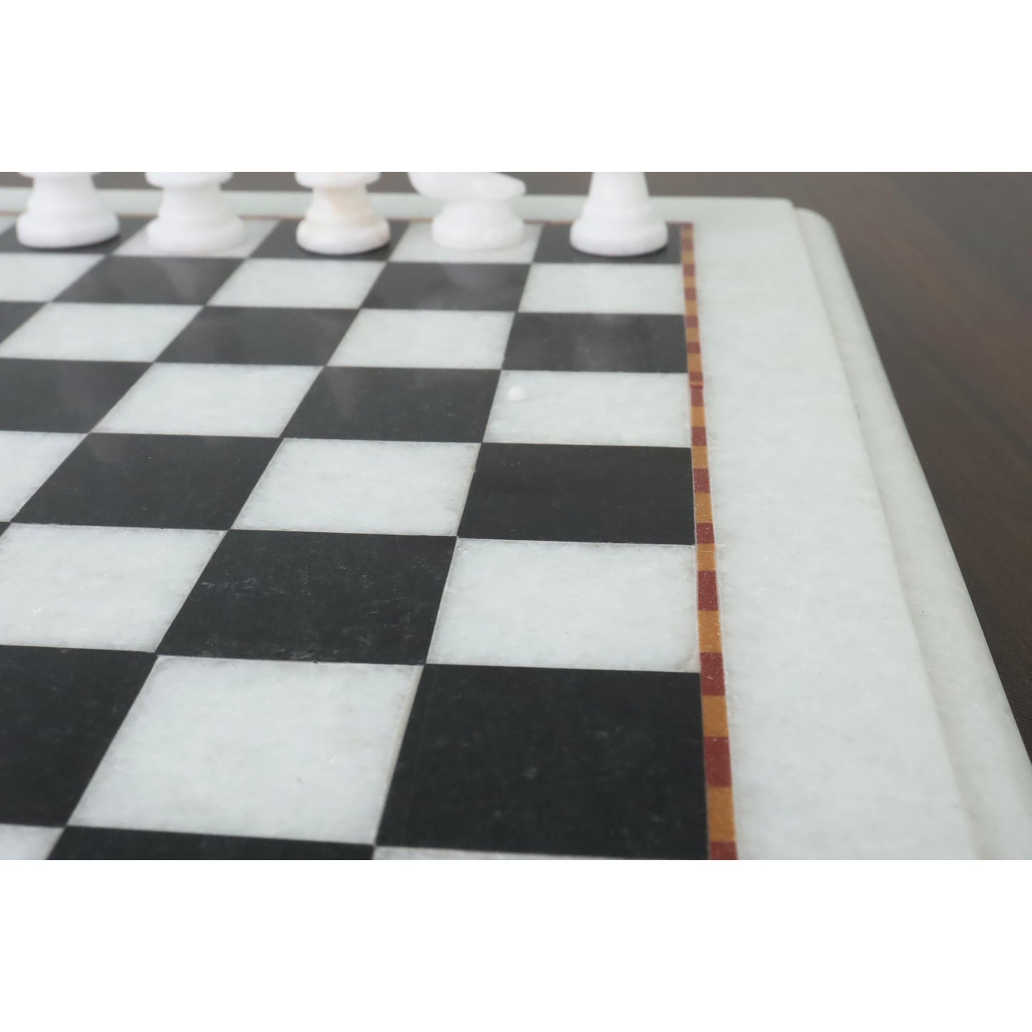 Marble Stone Chess Pieces & Board Set - Black and White - 12" - Handcarved Gift