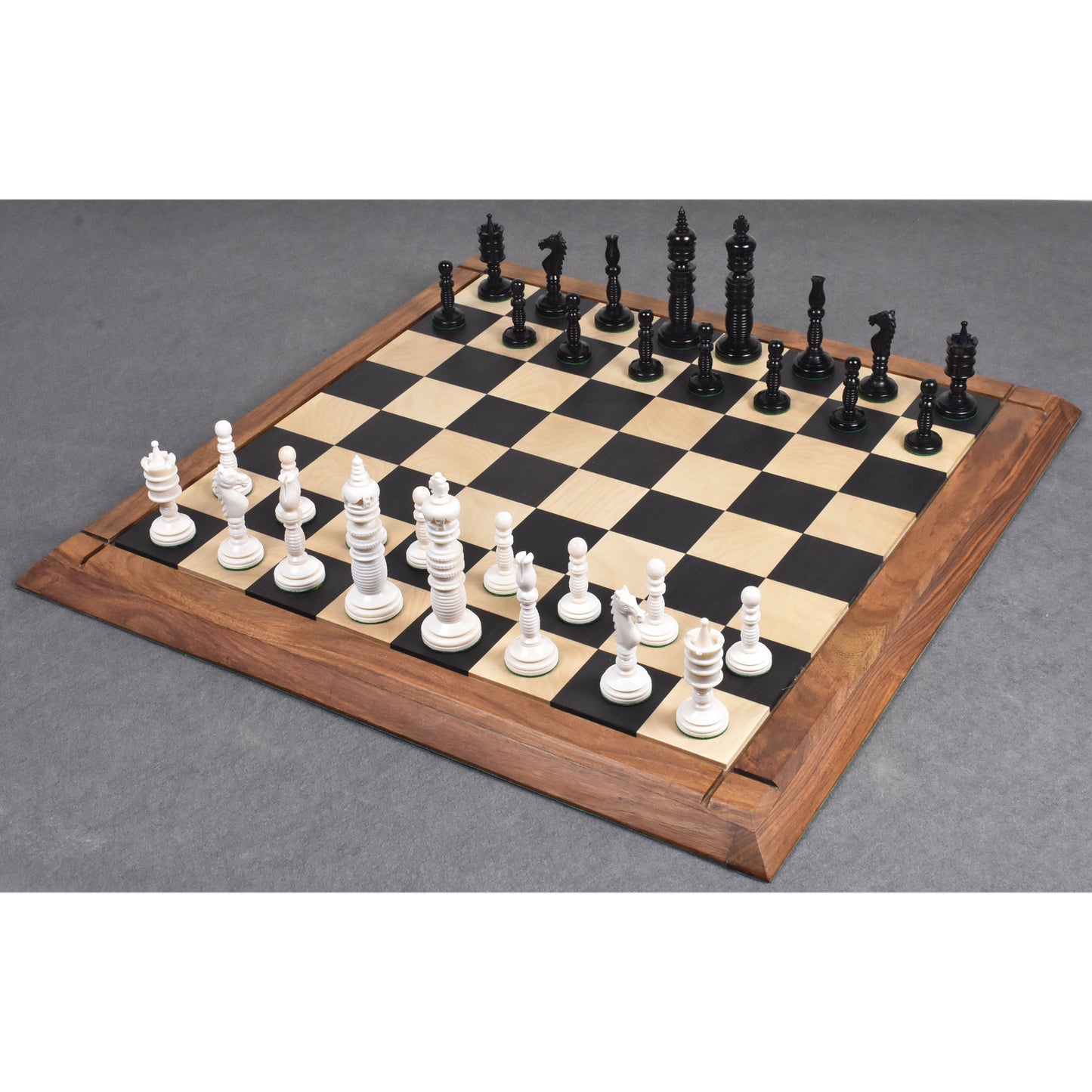 4.4″ Minaret Series Hand Carved Camel Bone Chess Set- Chess Pieces Only – Ivory White