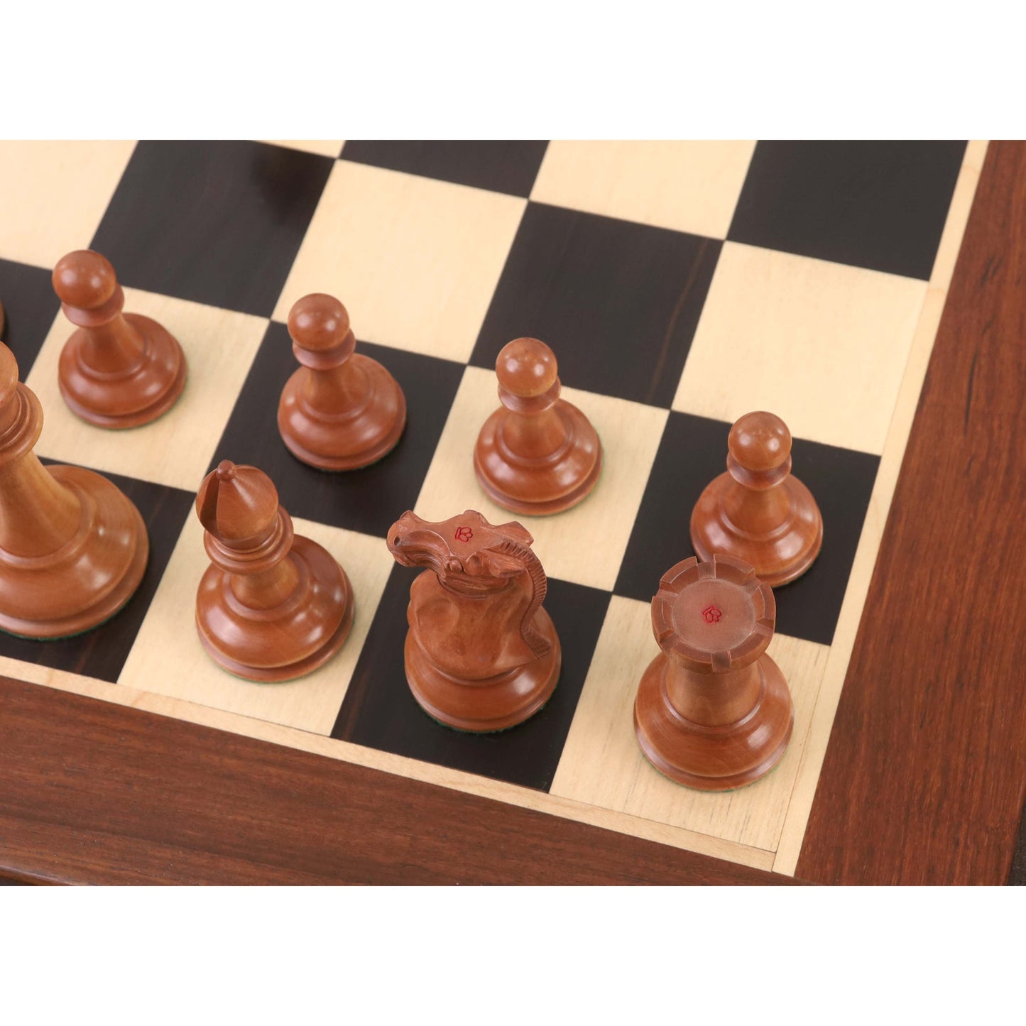 1849 Cooke Type Staunton Chess Set- Chess Pieces Only - Ebony Wood & Antiqued Boxwood - 4.3" King
