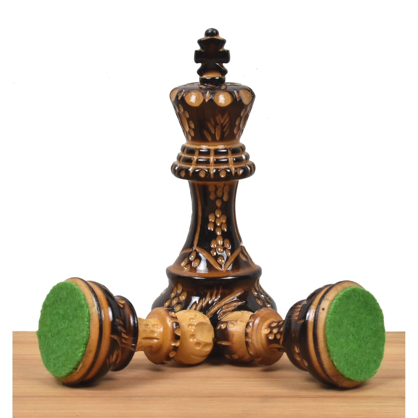 3.75" Artisan Carving Burnt Zagreb Chess Set- Chess Pieces Only - Weighted Box wood