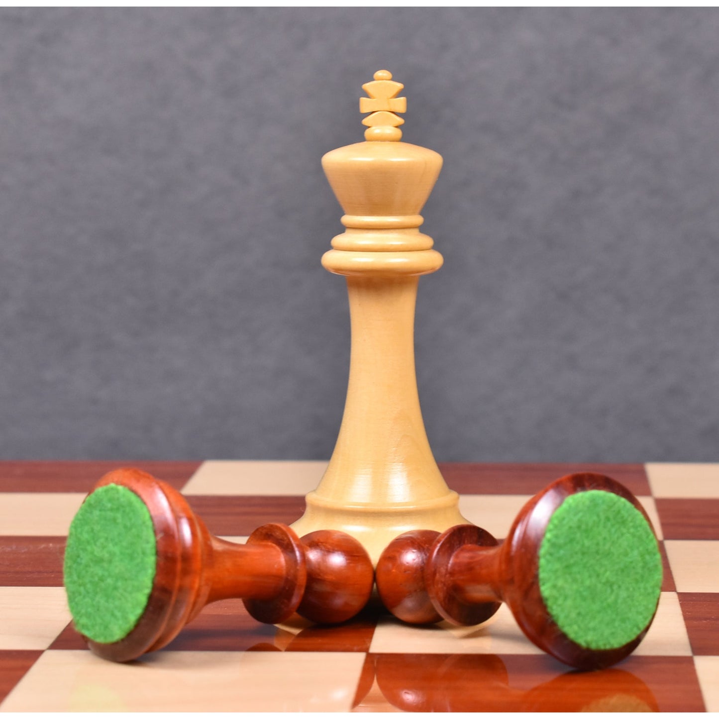 Combo of 4" Sleek Staunton Luxury Chess Set - Pieces in Bud Rosewood with Borderless Chess board and Storage Box