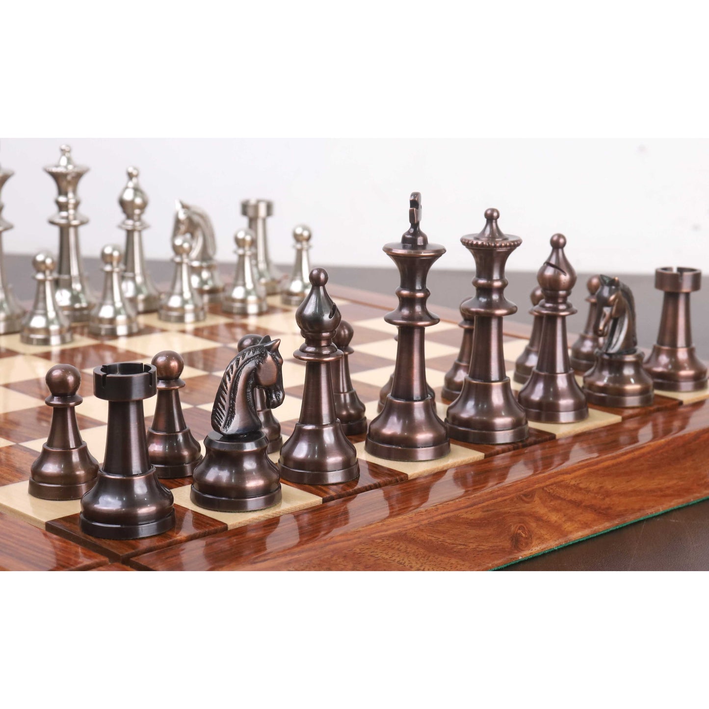 3.5" Elegance Series Brass Metal Luxury Chess Set - Pieces Only- Antiqued Copper