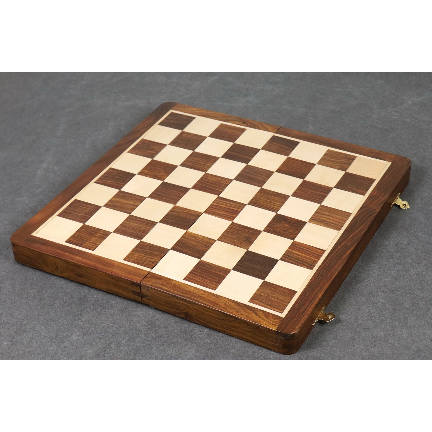 14" Large Rosewood & Maple Wooden Inlaid Magnetic Chess Set Board for Travel