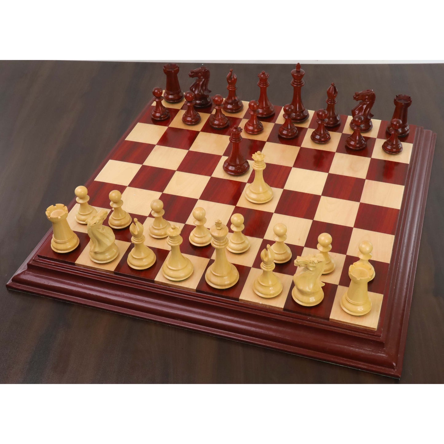 4" Sleek Staunton Luxury Chess Set- Chess Pieces Only - Triple Weighted Bud Rose Wood
