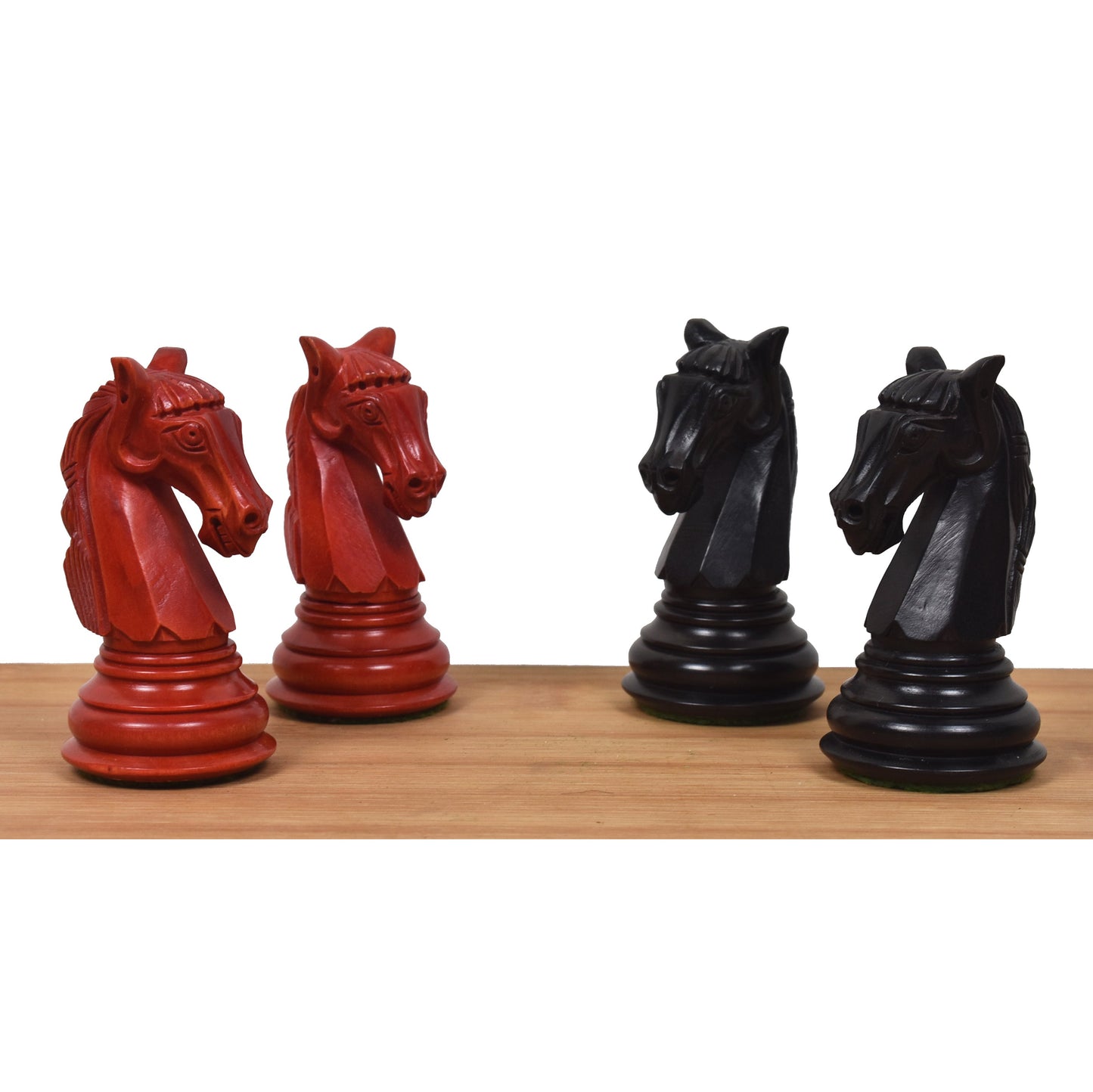 3.9" Old Columbian Staunton Weighted Chess Set- Chess Pieces Only-Crimson & Ebonised Boxwood