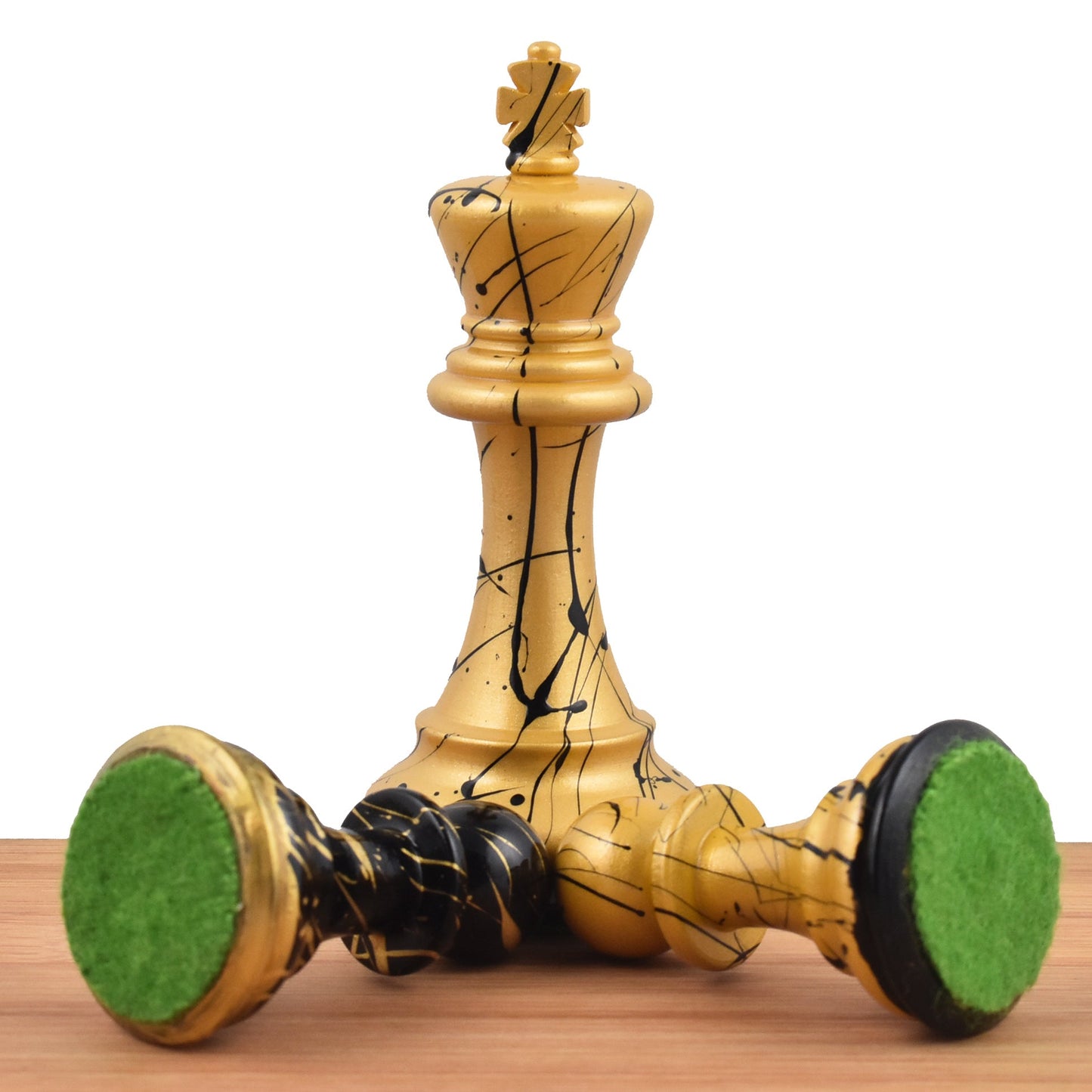 Combo of Vanguard Series Staunton Chess Set - Pieces in Black & Golden Painted Boxwood With Board and Box