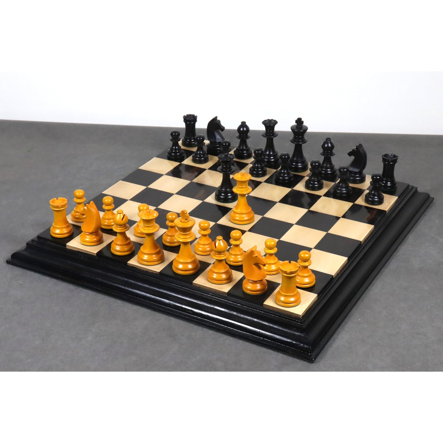 3.9" French Chavet Tournament Chess Set- Chess Pieces Only - Antiqued Boxwood