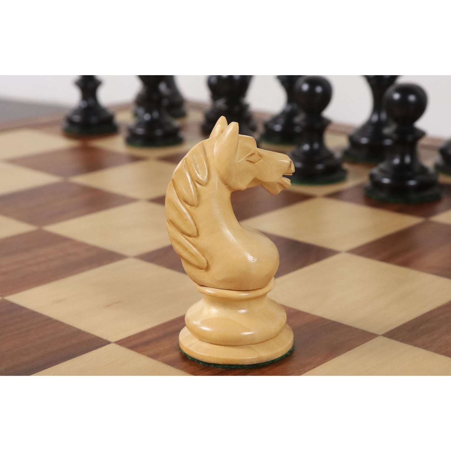 1933 Botvinnik Flohr-I Soviet Chess Set- Chess Pieces Only - Ebonised Boxwood - 3.6" King