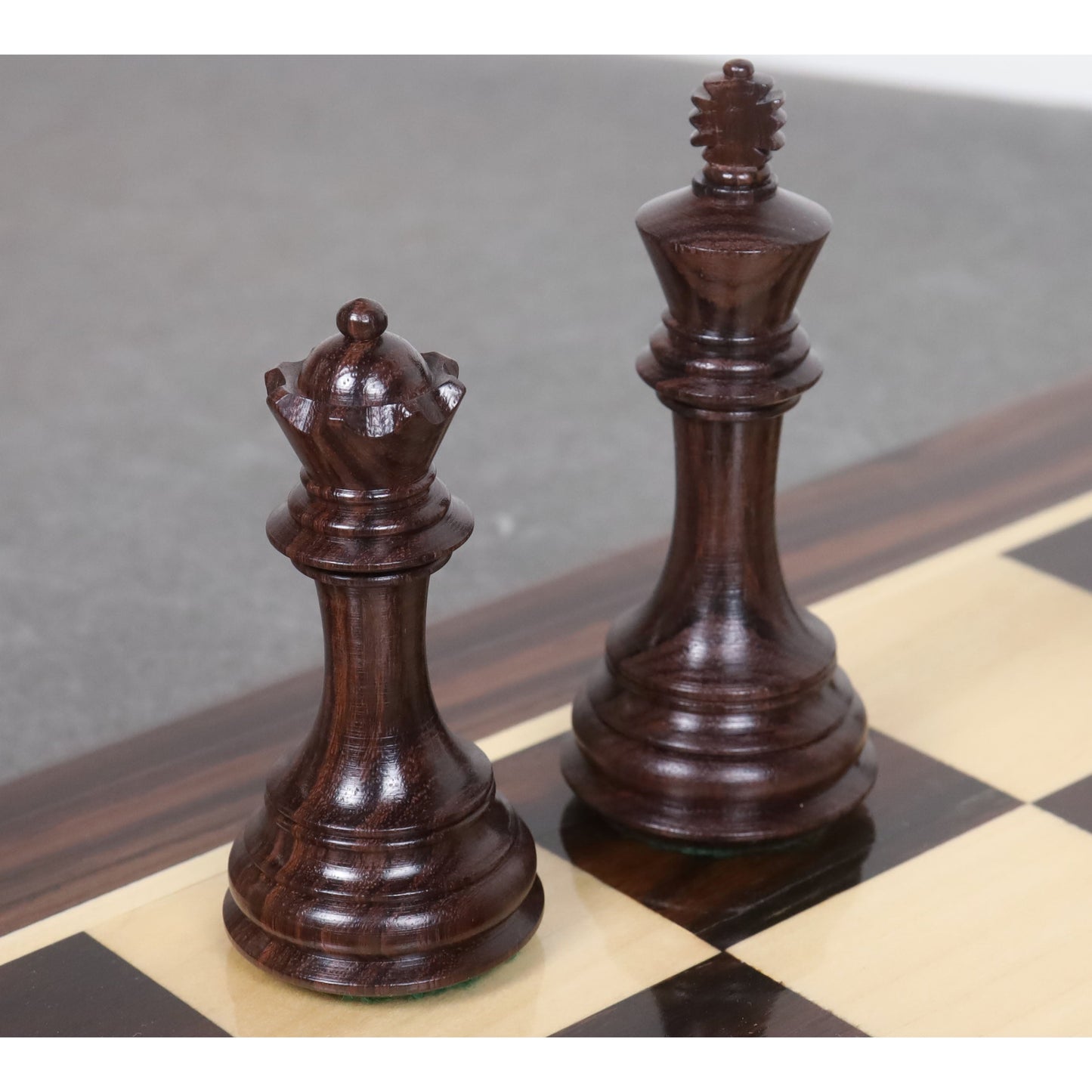 3.9" Unique Old Columbian Weighted Chess Set- Chess Pieces Only - Rosewood & Boxwood