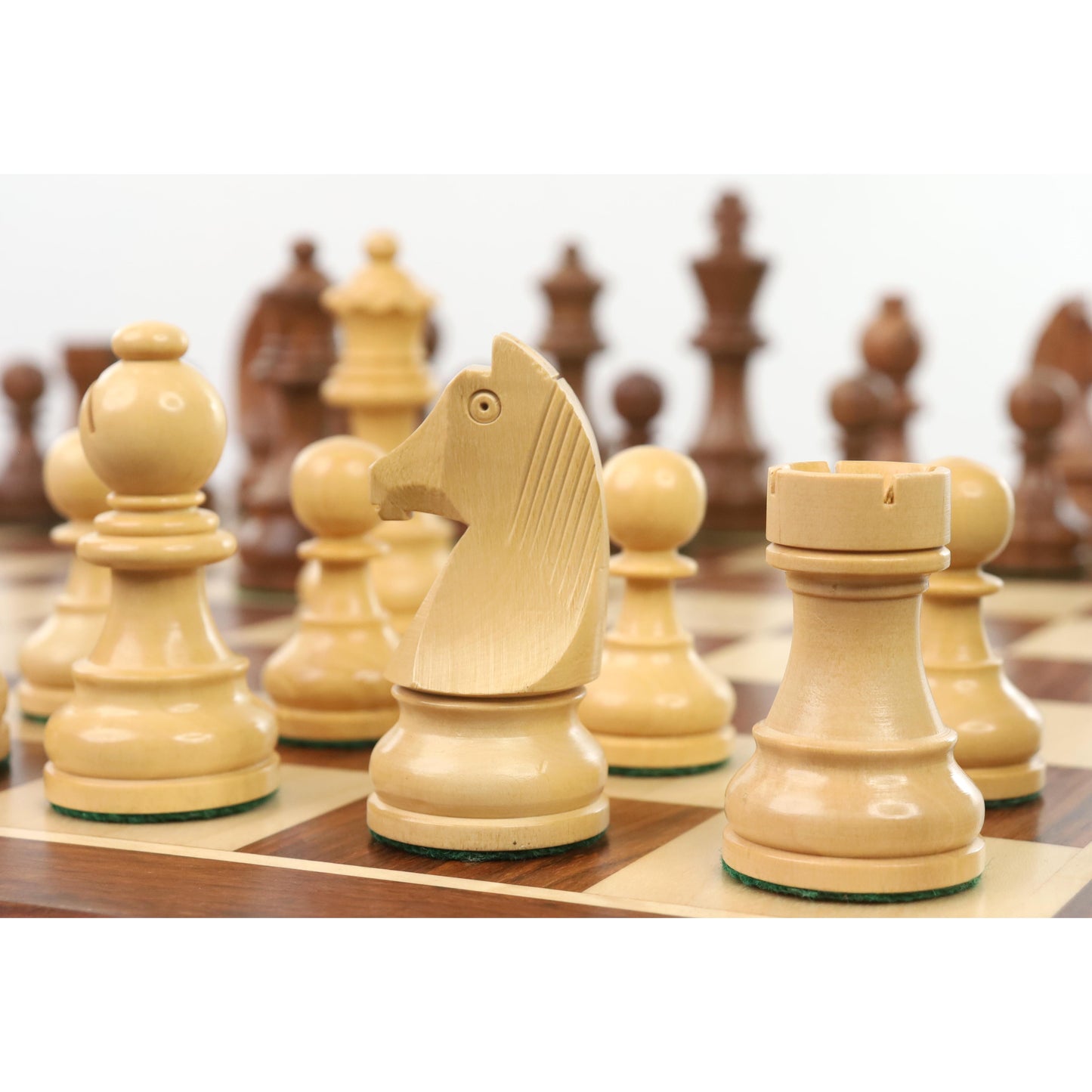 3.9" Tournament Chess Set- Chess Pieces Only - Golden Rosewood with Extra Queens