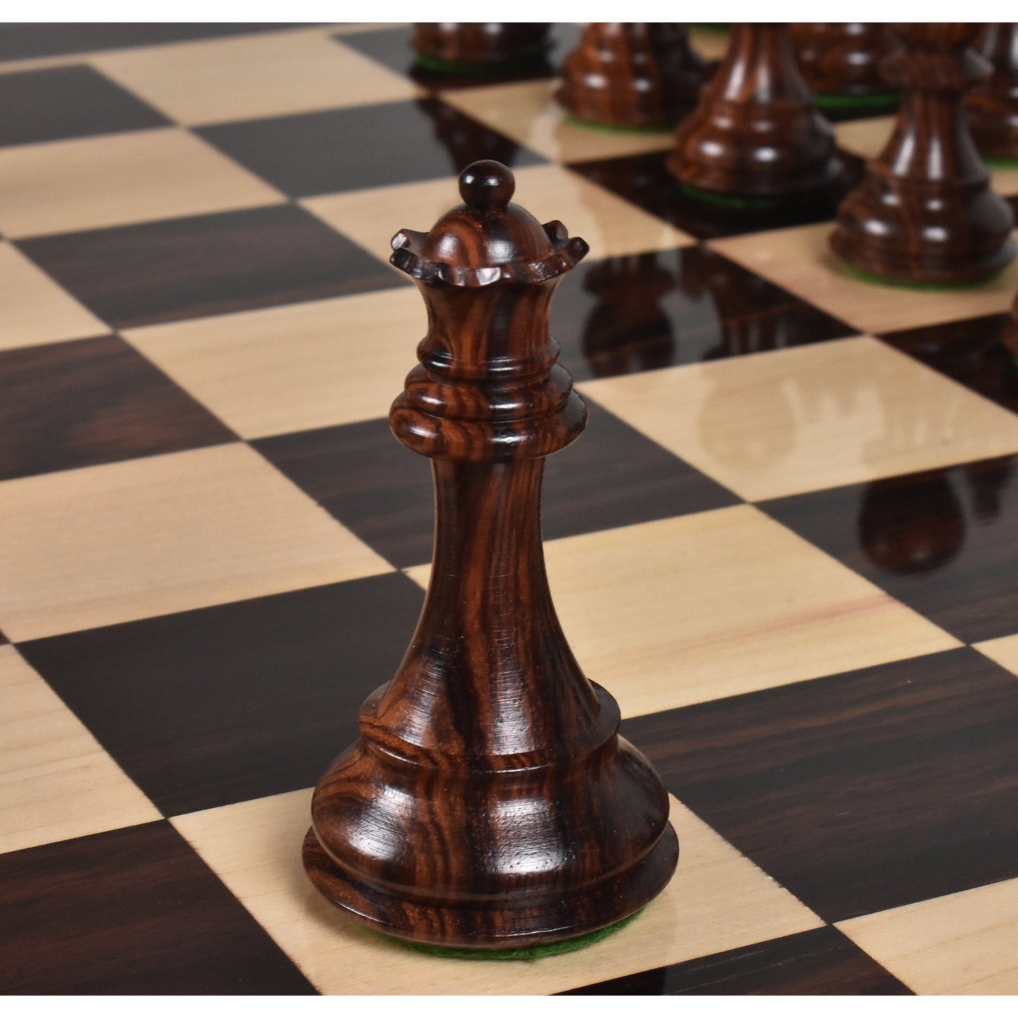 4" Fierce Knight Staunton Chess Set- Chess Pieces Only - Weighted Rosewood