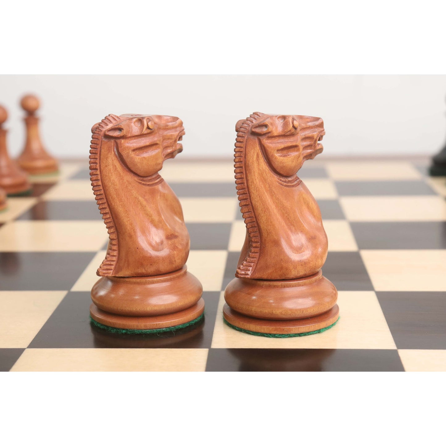 1849 Cooke Type Staunton Chess Set- Chess Pieces Only - Ebony Wood & Antiqued Boxwood - 4.3" King