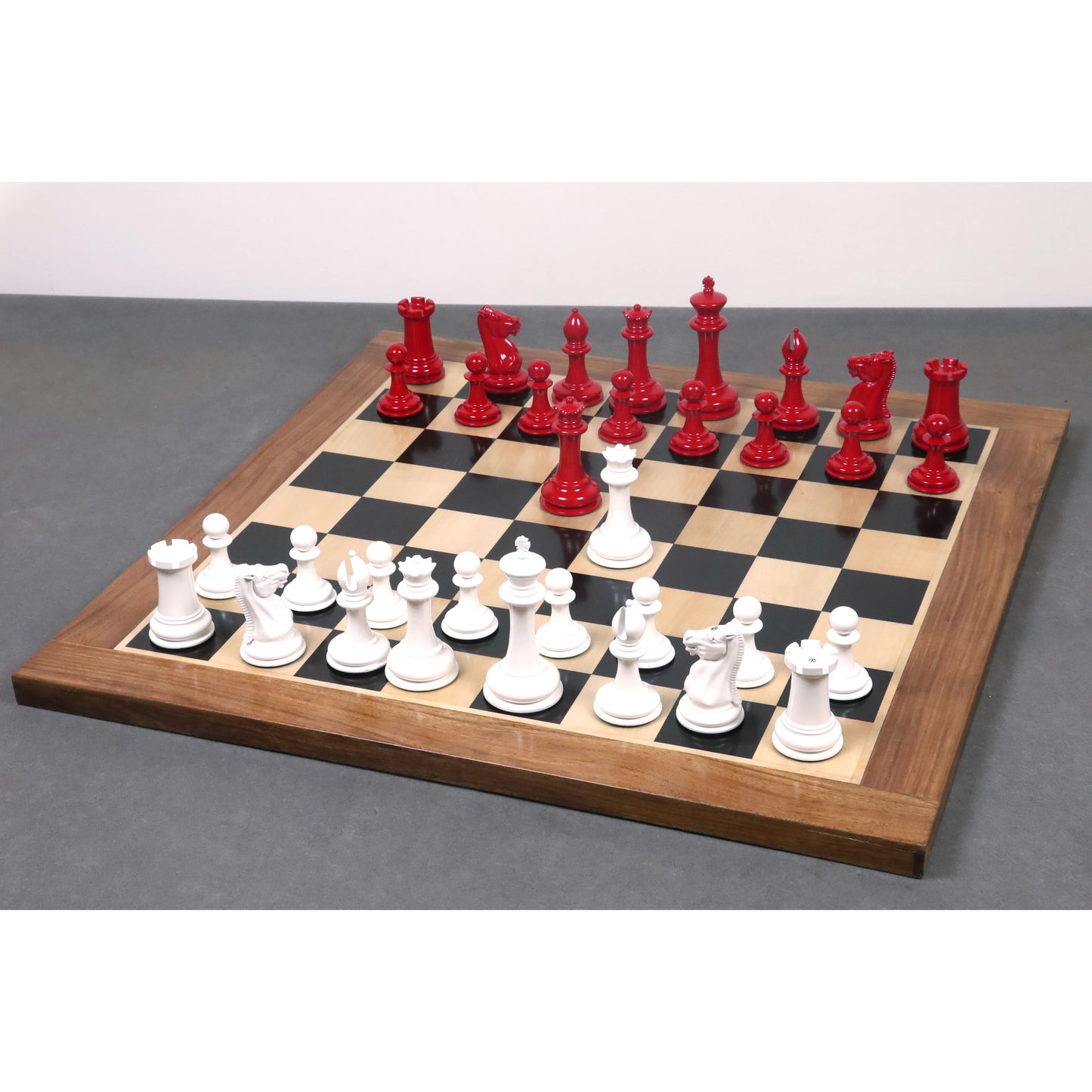 1849-50 Leuchars Cook Staunton Chess Set- Chess Pieces Only-Ivory& Crimson Lacquer-4.5"