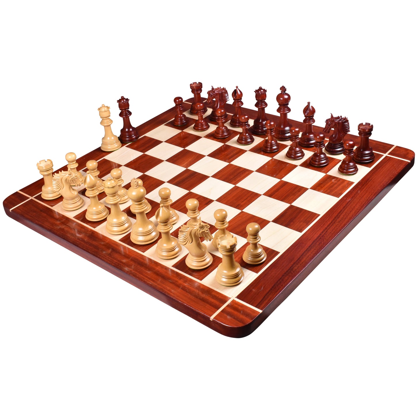 Arthur Luxury Staunton Chess Set Combo - Pieces in Bud Rosewood with 23" Wooden Chessboard and Storage Box