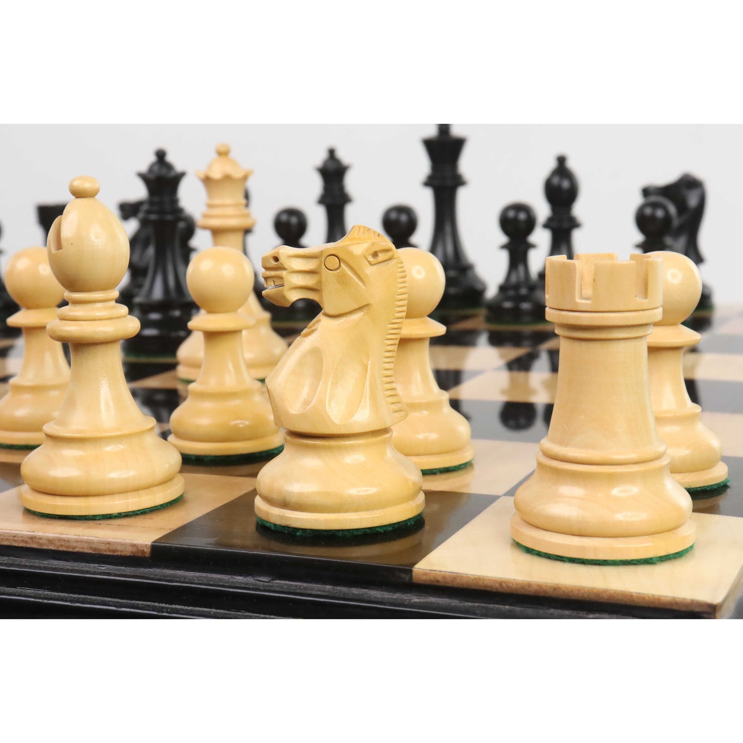 4.1" New Classic Staunton Wooden Chess Pieces Only Set-Weighted Ebonised Boxwood