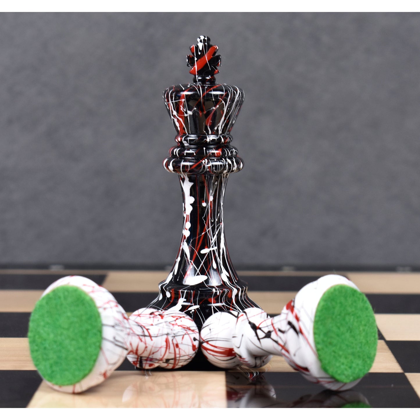 Combo of 4.1" Texture Painted Staunton Chess Set - Pieces in Painted Boxwood With Board and Box