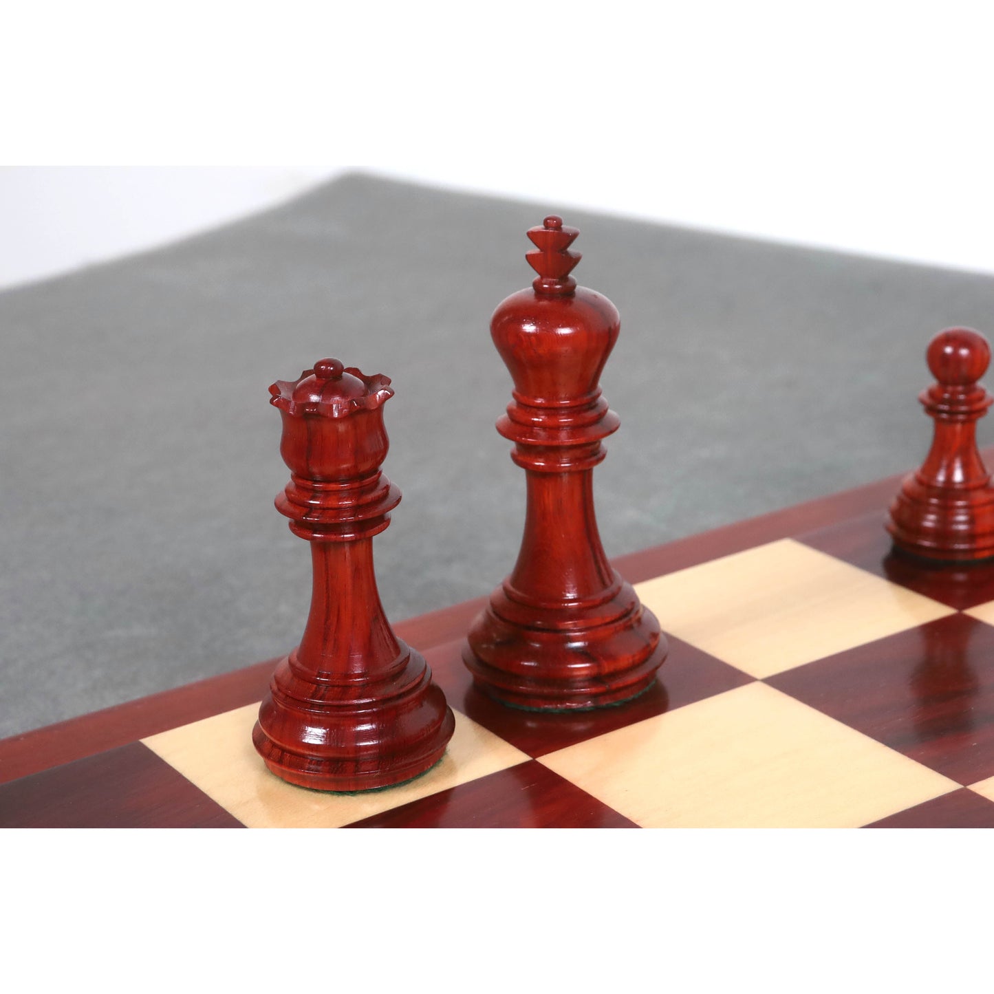 3.8" Imperial Staunton Chess Set- Chess Pieces Only - Weighted Bud Rose Wood