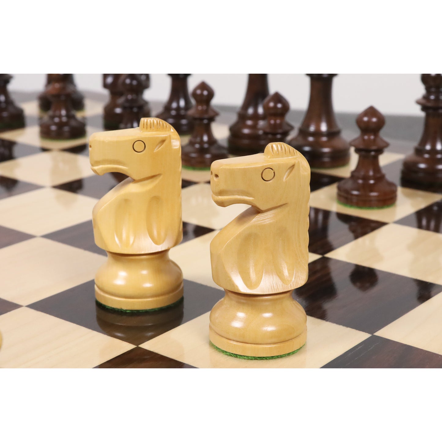 3.8" Reproduced W.T. Pinney Staunton Chess Set- Chess Pieces Only - Weighted Rosewood