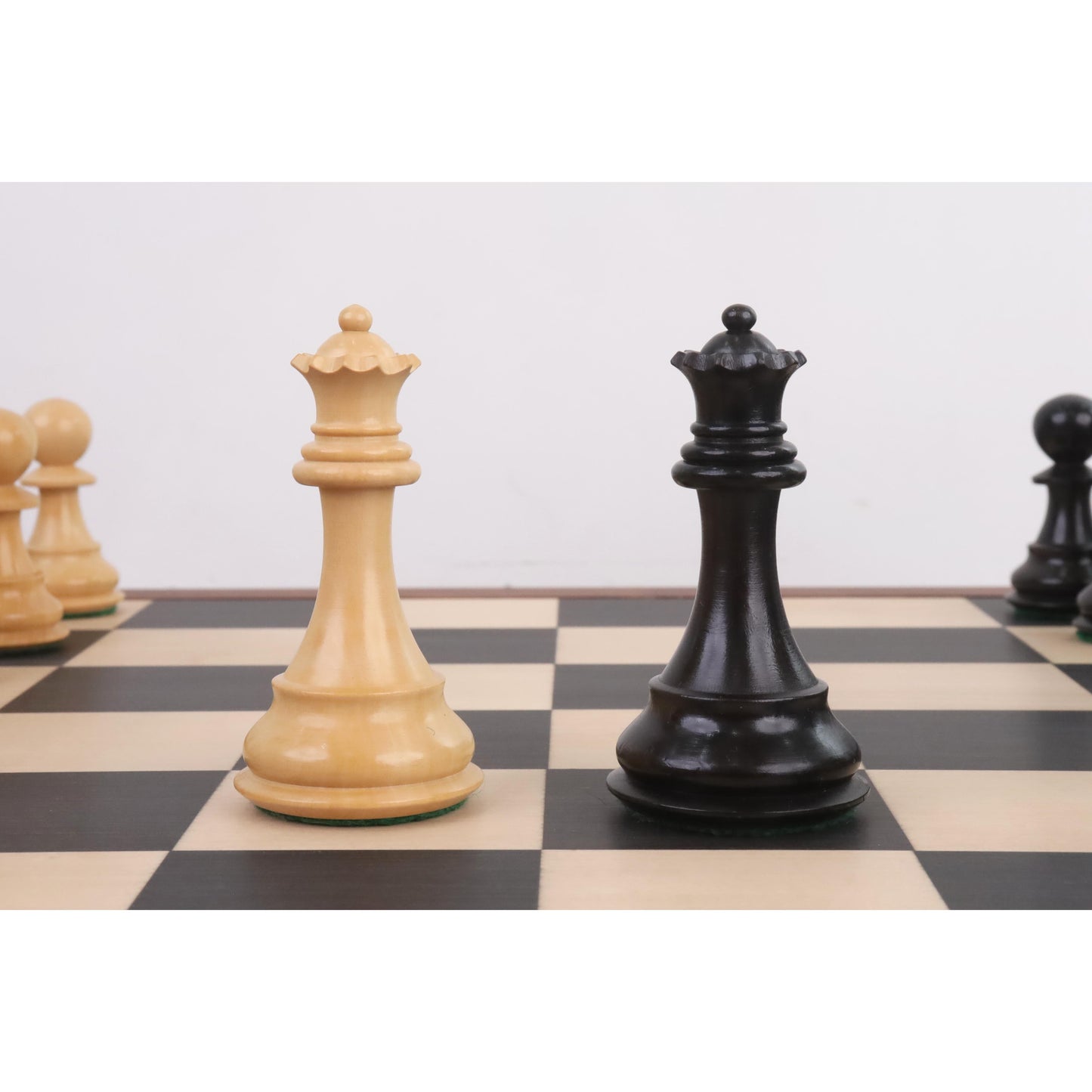 4" Fierce Knight Staunton Chess Set- Chess Pieces Only - Weighted Ebonised Boxwood